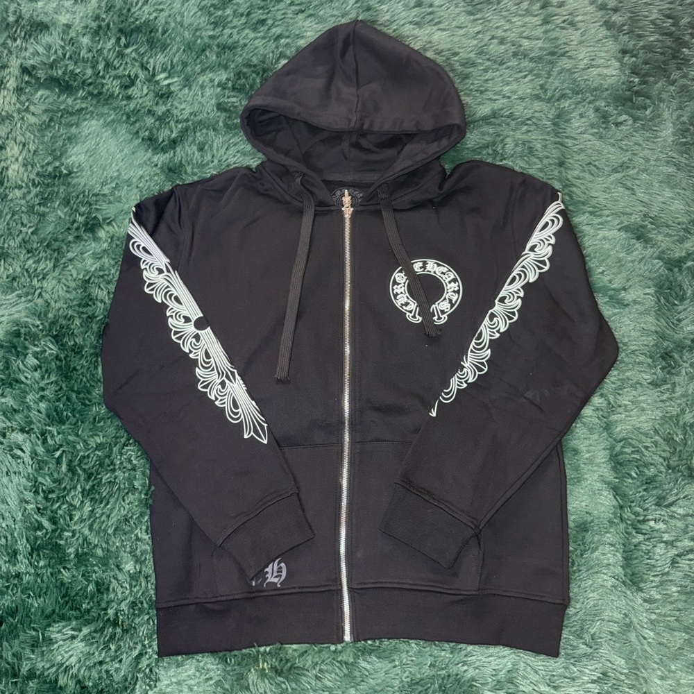 Black Hoodie with White Graphic Design